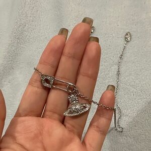 Vivienne Westwood Silver Orb Safety Pin Necklace